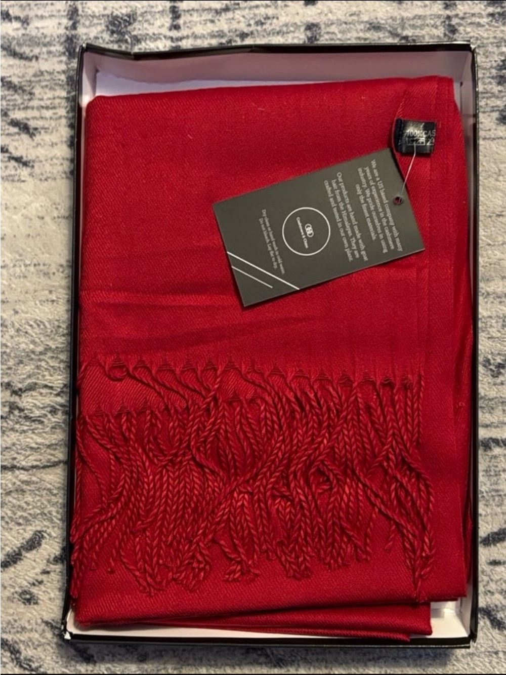 NEW  Cashmere & Class Cranberry Red 100% Cashmere Large Scarf